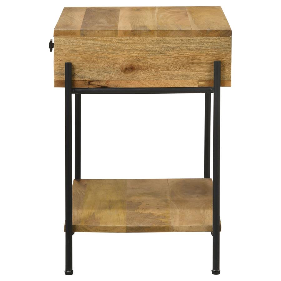 Declan 1-drawer Wood Accent Side Table Natural Mango - 959556