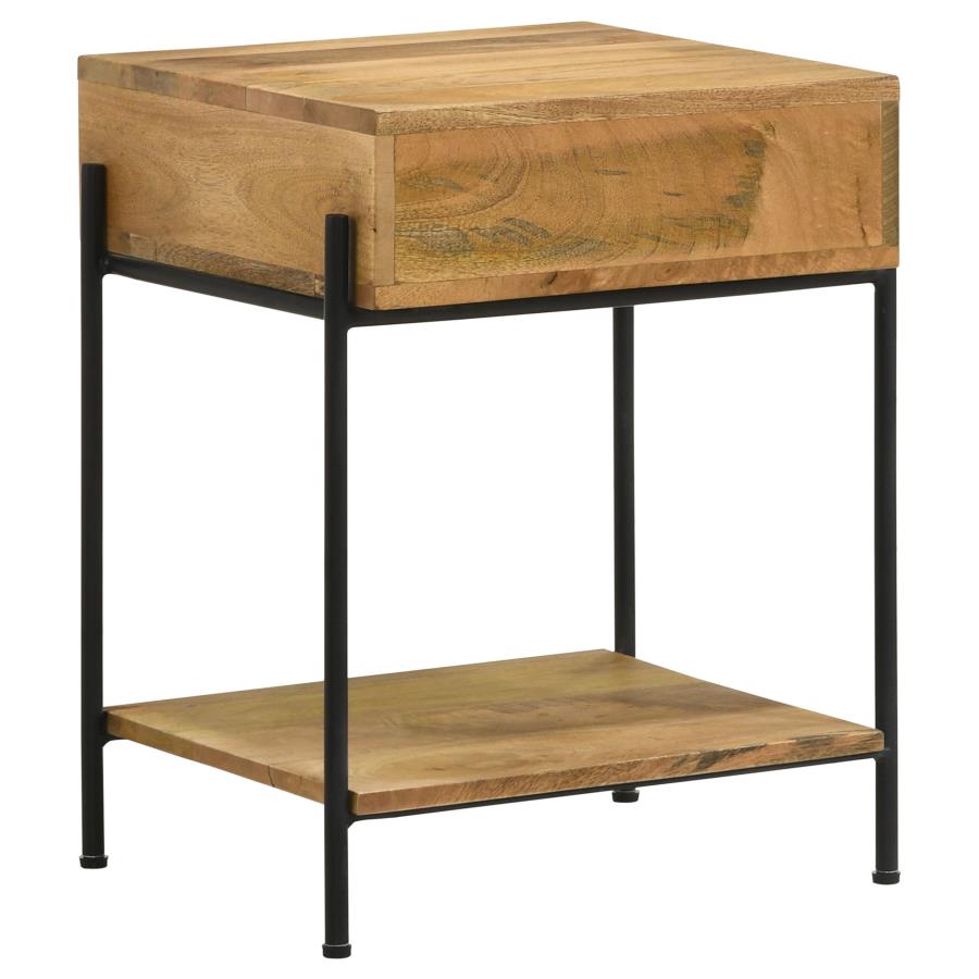 Declan 1-drawer Wood Accent Side Table Natural Mango - 959556