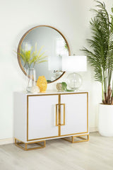 Elsa 2-door Wood Storage Accent Cabinet White and Gold - 959594