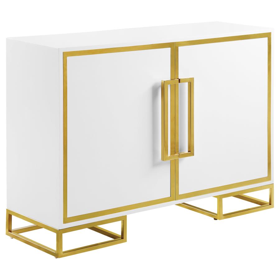 Elsa 2-door Wood Storage Accent Cabinet White and Gold - 959594