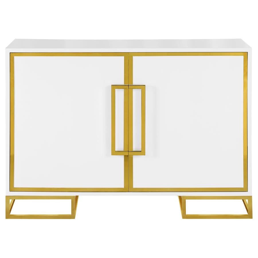 Elsa 2-door Wood Storage Accent Cabinet White and Gold - 959594
