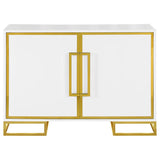 Elsa 2-door Wood Storage Accent Cabinet White and Gold - 959594