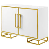 Elsa 2-door Wood Storage Accent Cabinet White and Gold - 959594