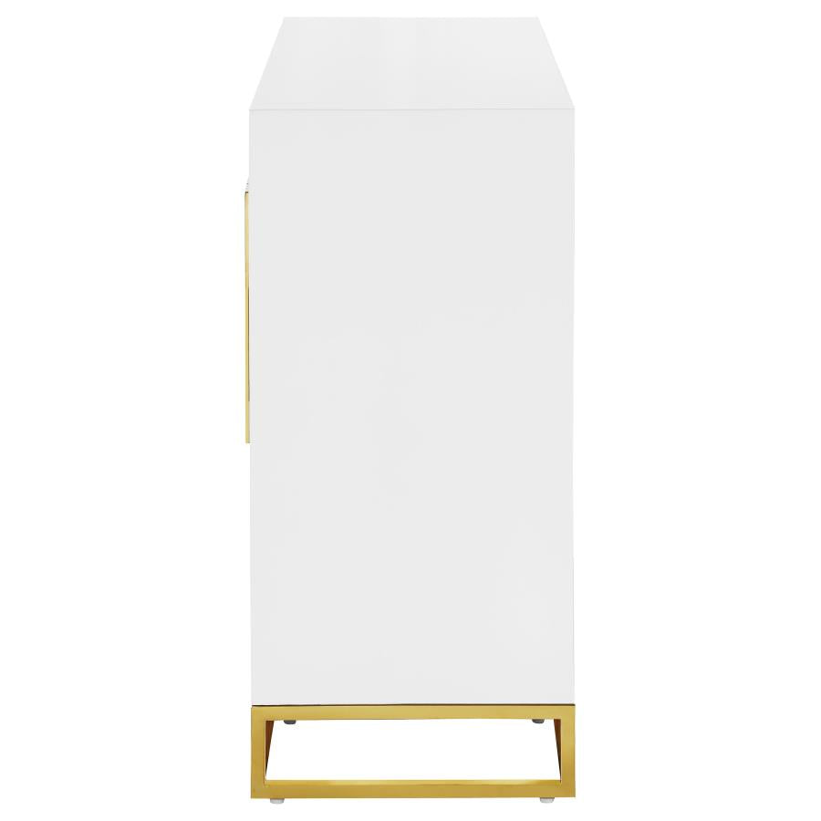 Elsa 2-door Wood Storage Accent Cabinet White and Gold - 959594