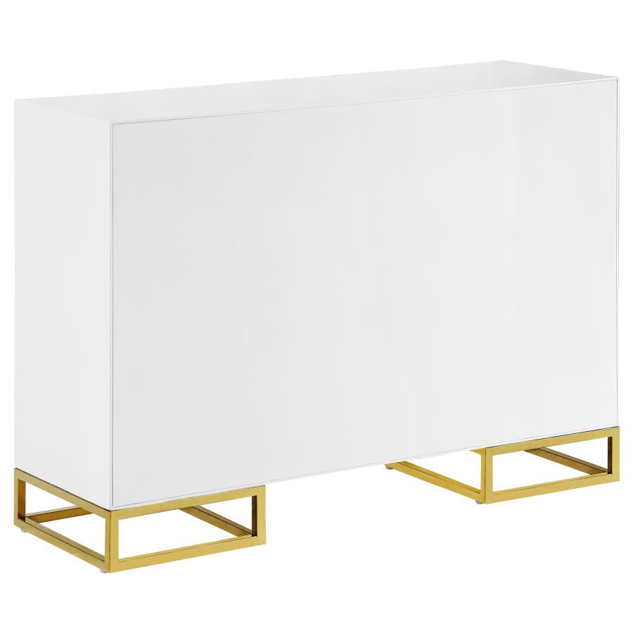 Elsa 2-door Wood Storage Accent Cabinet White and Gold - 959594