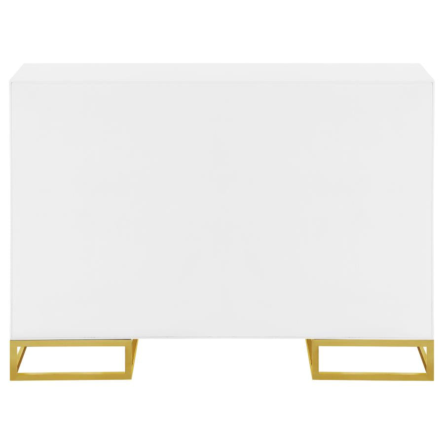 Elsa 2-door Wood Storage Accent Cabinet White and Gold - 959594