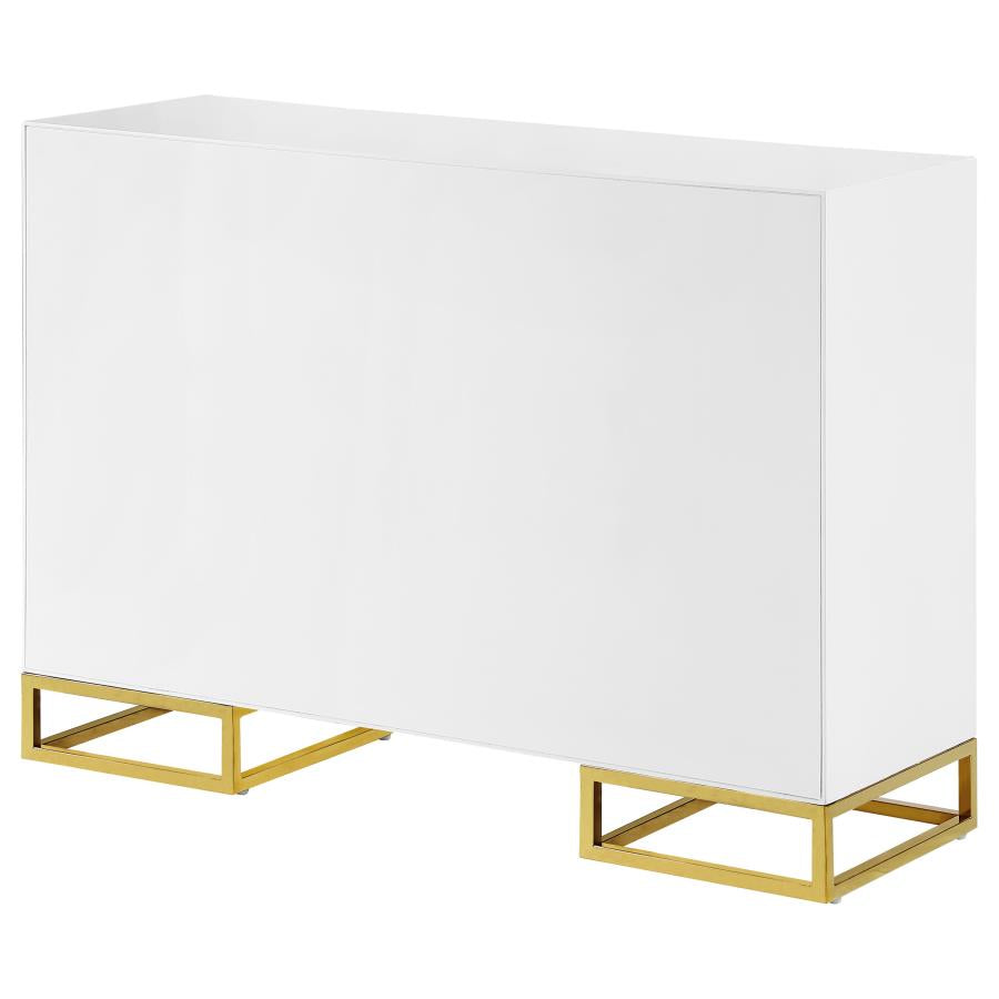 Elsa 2-door Wood Storage Accent Cabinet White and Gold - 959594