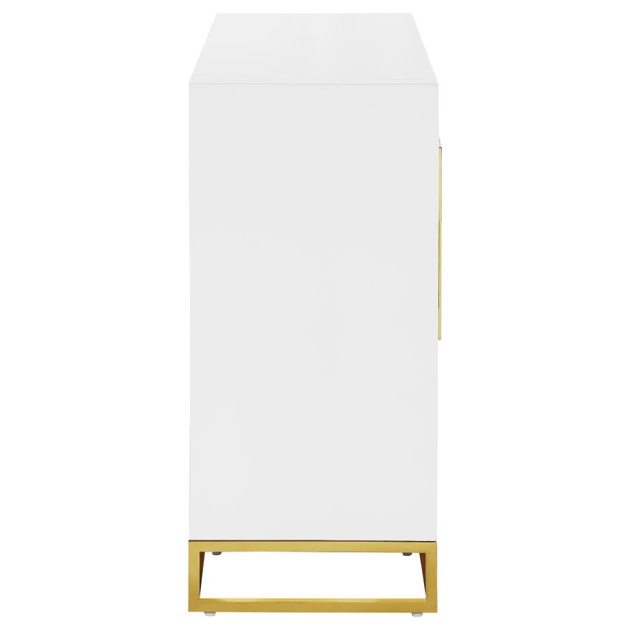 Elsa 2-door Wood Storage Accent Cabinet White and Gold - 959594