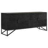 Riddell 4-door Wood Reeding Accent Cabinet Matte Black - 959631