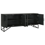 Riddell 4-door Wood Reeding Accent Cabinet Matte Black - 959631