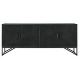 Riddell 4-door Wood Reeding Accent Cabinet Matte Black - 959631