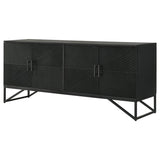 Riddell 4-door Wood Reeding Accent Cabinet Matte Black - 959631