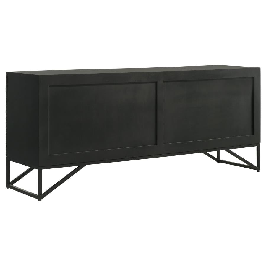 Riddell 4-door Wood Reeding Accent Cabinet Matte Black - 959631