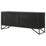 Riddell 4-door Wood Reeding Accent Cabinet Matte Black - 959631