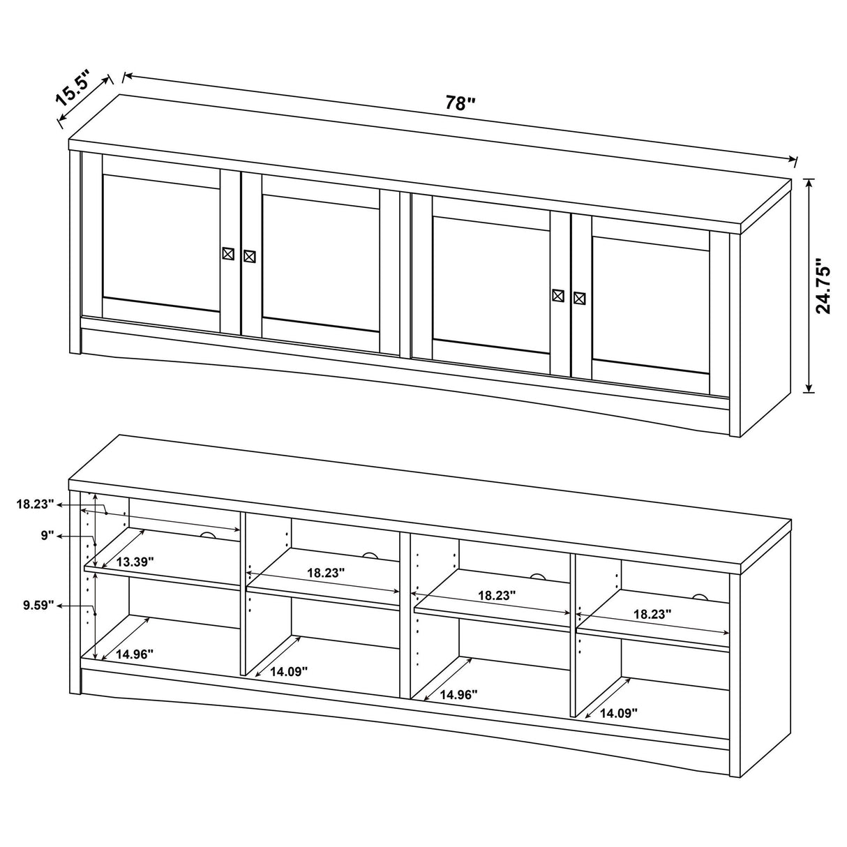 Lunetta - 3 Piece TV Stand With Media Towers - Pine Wood