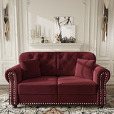 Upholstered Chesterfield Sofa With Nailhead Trim And Rolled Armrests