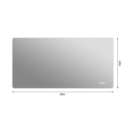 48" X 24" LED Bathroom Mirror, Rounded Rectangle Backlit Vanity Mirror With Anti Fog, 3 Color Dimmable Lighting, Memory Function, Horizontal Or Vertical Wall Mount - Clear