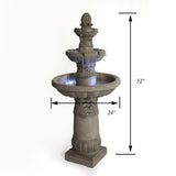 3 Tier Outdoor Garden Fountain With LED Lights - Gray