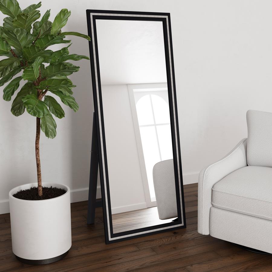 Windrose 28 x 67 Inch Tempered LED Standing Mirror Black - 960962