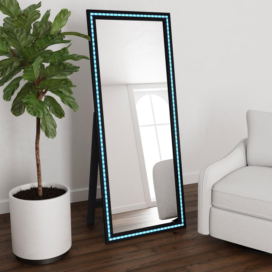 Windrose 28 x 67 Inch Tempered LED Standing Mirror Black - 960962