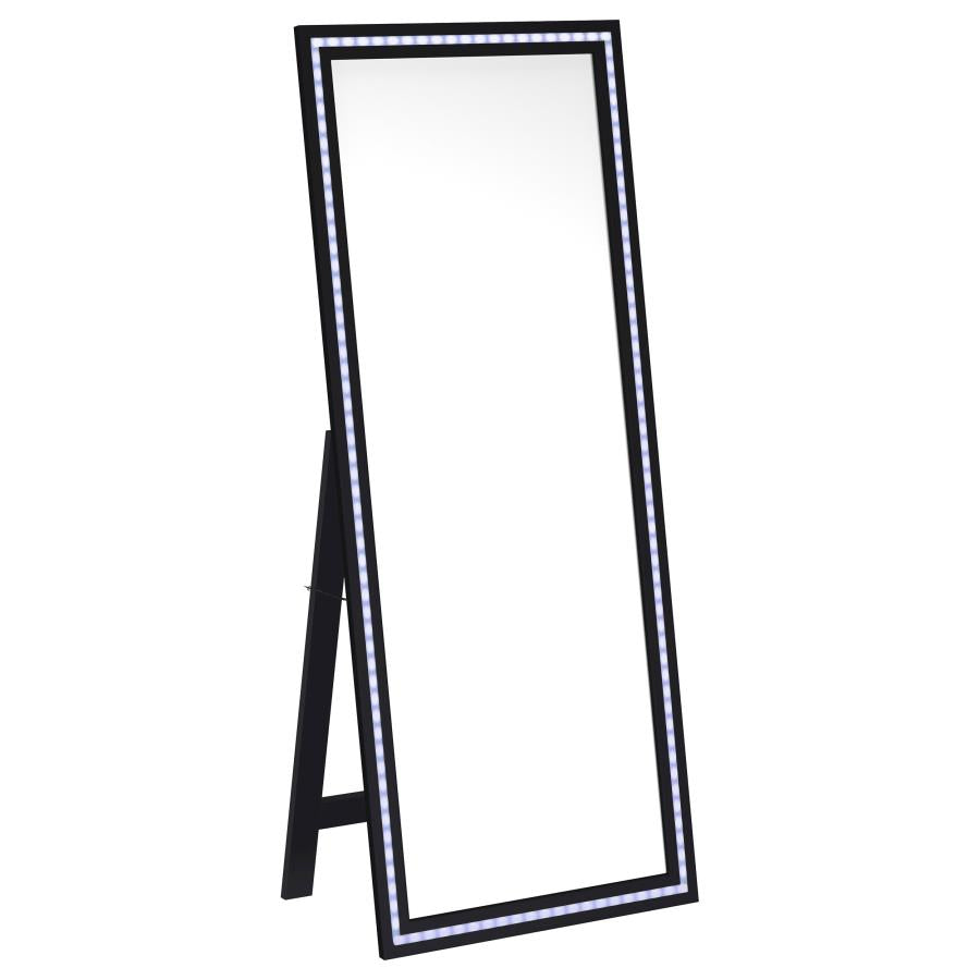 Windrose 28 x 67 Inch Tempered LED Standing Mirror Black - 960962