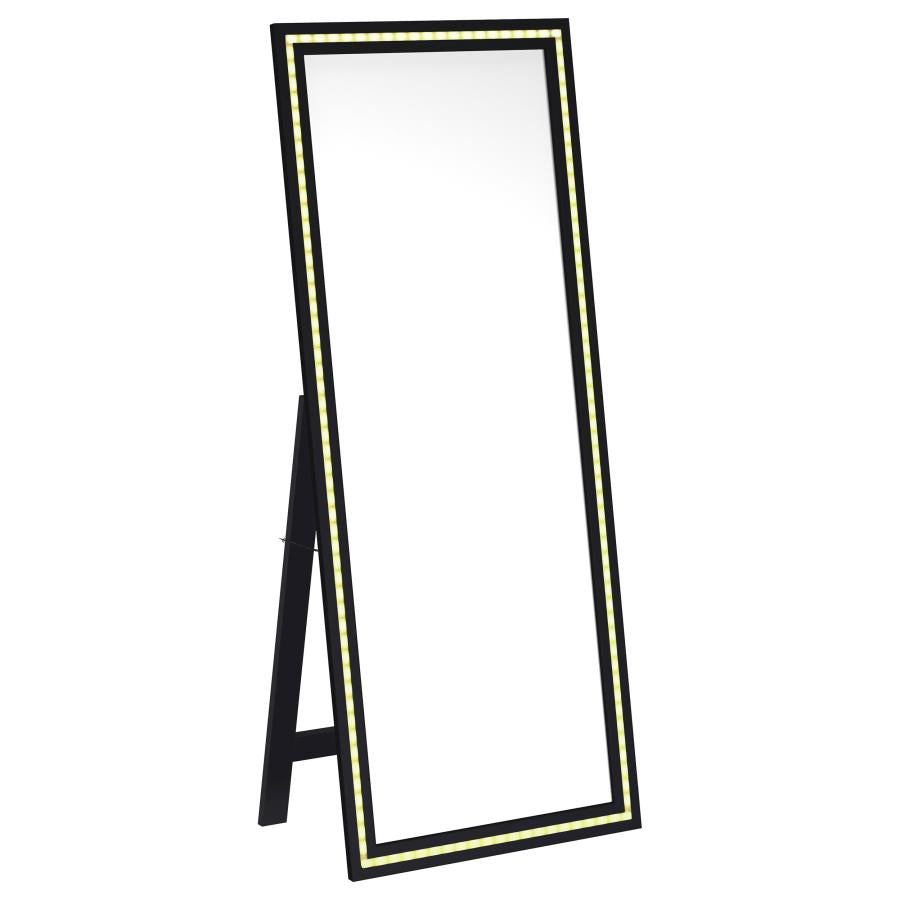 Windrose 28 x 67 Inch Tempered LED Standing Mirror Black - 960962