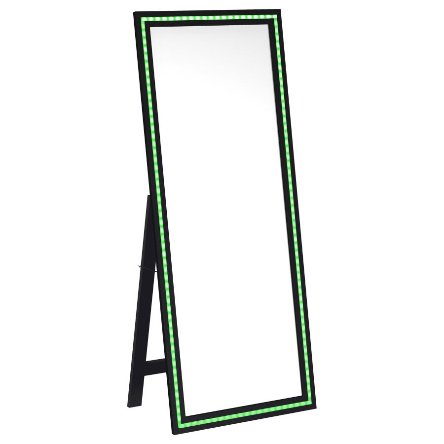 Windrose 28 x 67 Inch Tempered LED Standing Mirror Black - 960962