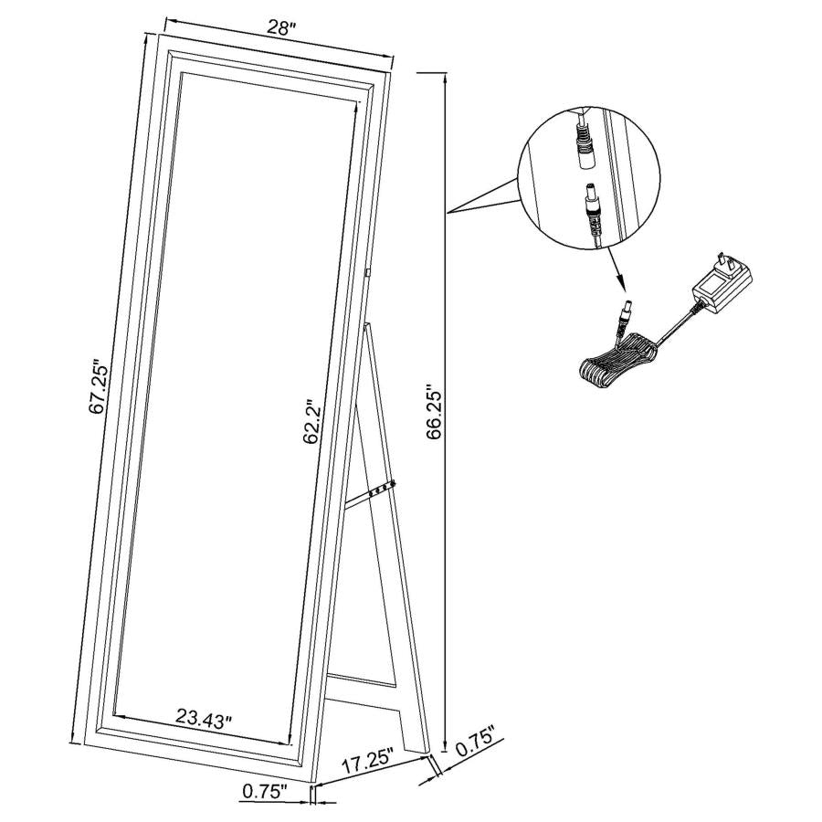 Windrose 28 x 67 Inch Tempered LED Standing Mirror White - 960963