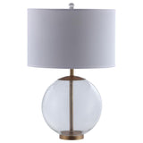 Kenny 27-inch Drum Shade Clear Glass Table Lamp Brass - 961227