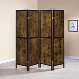 Deepika 4-Panel Room Divider Folding Screen Rustic Nutmeg - 961413