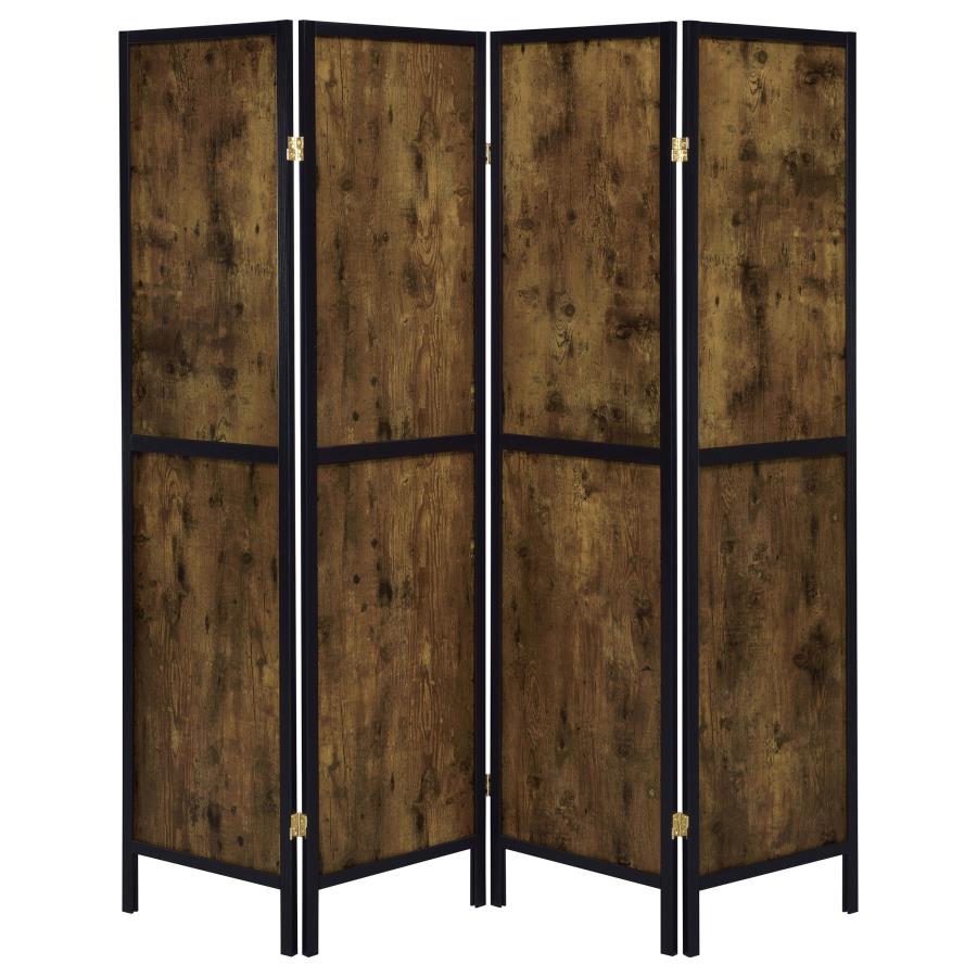 Deepika 4-Panel Room Divider Folding Screen Rustic Nutmeg - 961413