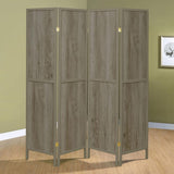 Deepika 4-Panel Room Divider Folding Screen Grey Driftwood - 961415