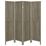 Deepika 4-Panel Room Divider Folding Screen Grey Driftwood - 961415