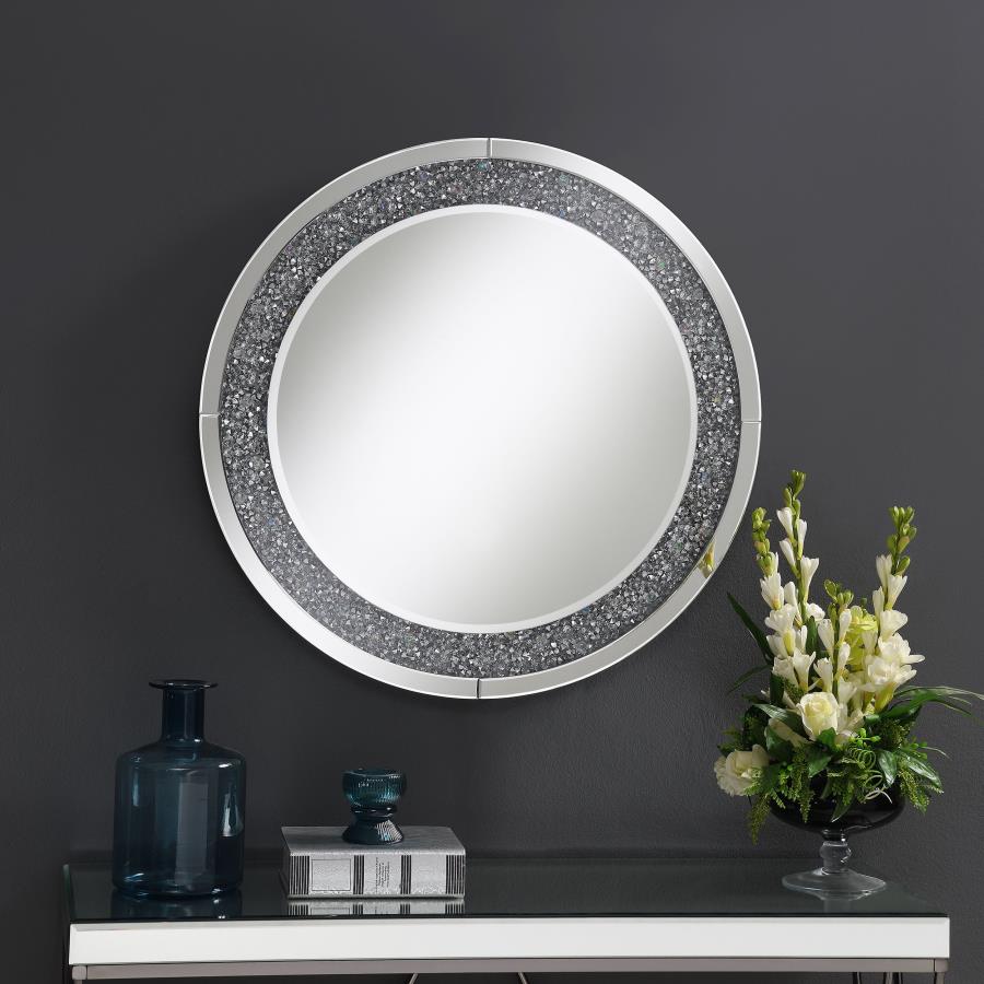 Lixue 32 x 32 Inch Round Wall Mirror LED Lighting Silver - 961428