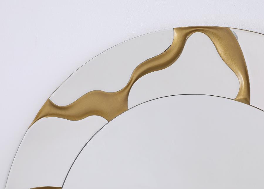 Dorinda 36 x 36 Inch Round Kintsugi Style Wall Mirror Gold - 961455
