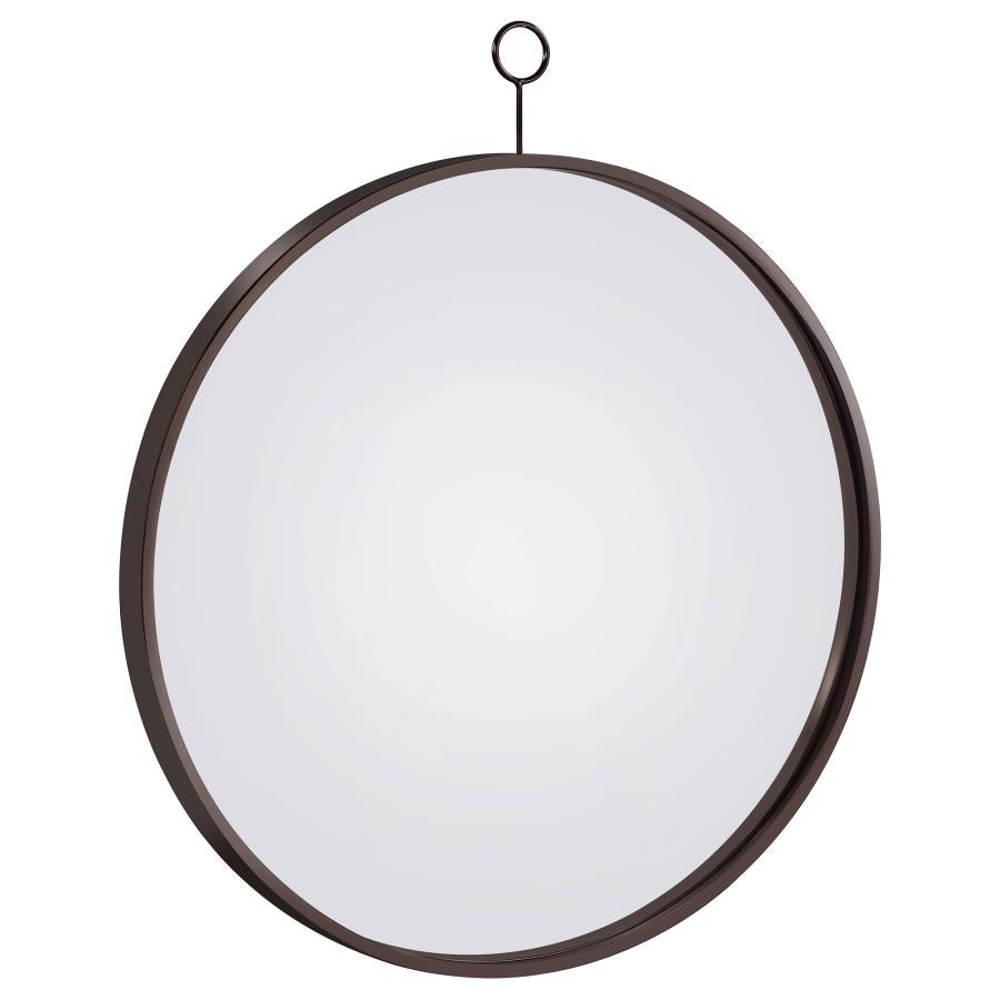 Gwyneth 30 x 35 Inch Round Wall Mirror Black Nickel - 961495