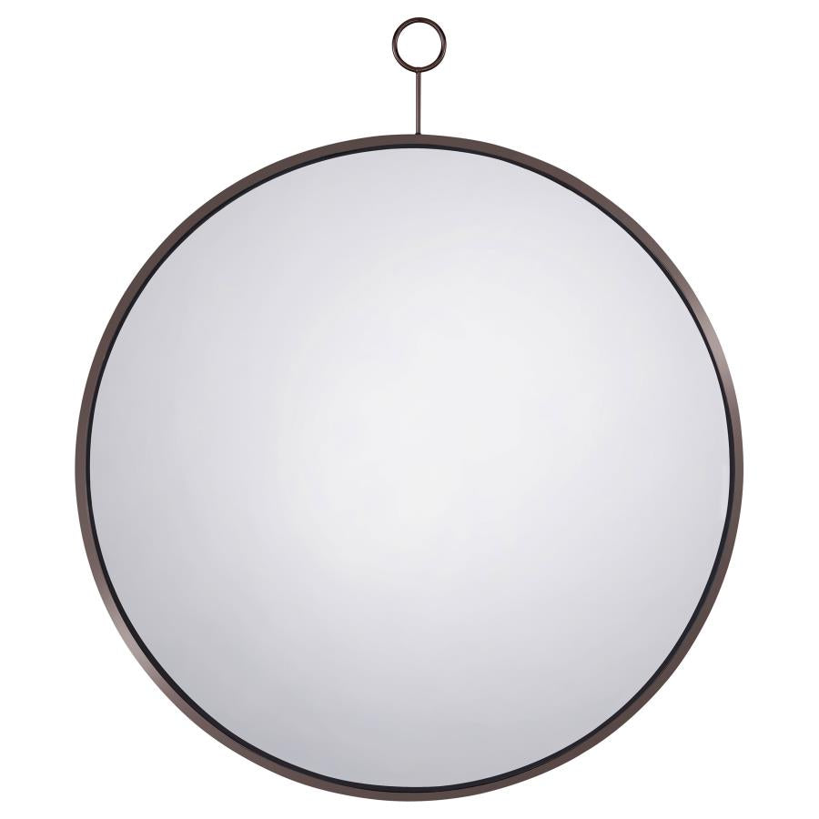Gwyneth 30 x 35 Inch Round Wall Mirror Black Nickel - 961495