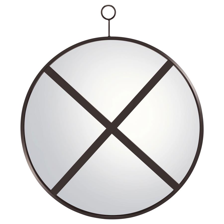 Gwyneth 30 x 35 Inch Round Wall Mirror Black Nickel - 961495