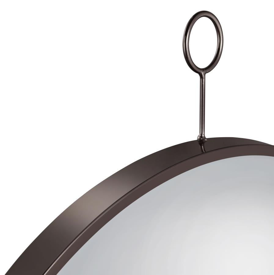 Gwyneth 30 x 35 Inch Round Wall Mirror Black Nickel - 961495