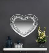 Aiko 36 x 30 Inch Heart Shaped LED Light Wall Mirror Silver - 961535