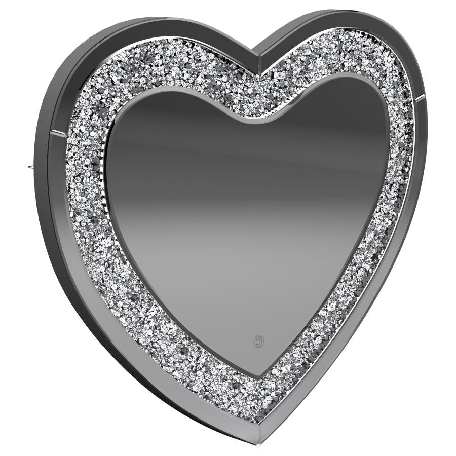 Aiko 36 x 30 Inch Heart Shaped LED Light Wall Mirror Silver - 961535