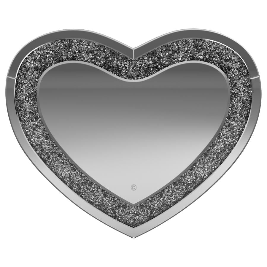 Aiko 36 x 30 Inch Heart Shaped LED Light Wall Mirror Silver - 961535