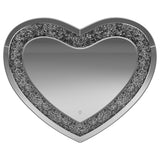 Aiko 36 x 30 Inch Heart Shaped LED Light Wall Mirror Silver - 961535