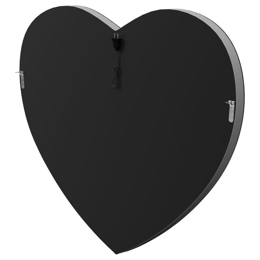 Aiko 36 x 30 Inch Heart Shaped LED Light Wall Mirror Silver - 961535