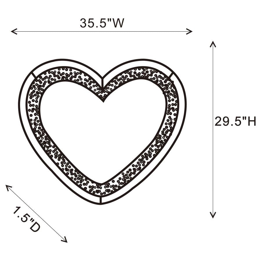 Aiko 36 x 30 Inch Heart Shaped LED Light Wall Mirror Silver - 961535