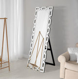 Tavin 24 x 65 Inch Geometric Frame Standing Mirror Silver - 961634