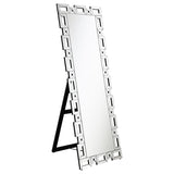 Tavin 24 x 65 Inch Geometric Frame Standing Mirror Silver - 961634