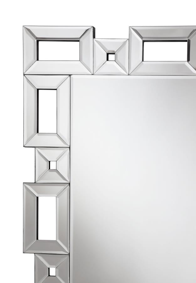 Tavin 24 x 65 Inch Geometric Frame Standing Mirror Silver - 961634