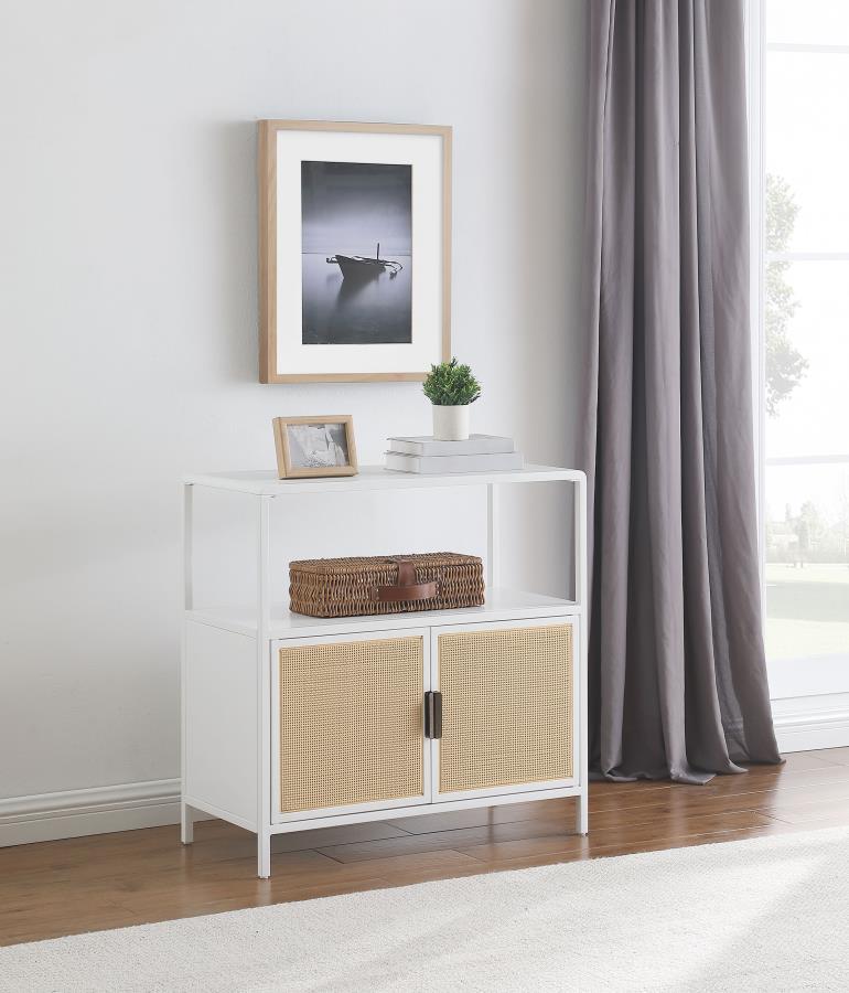 Amherst 2-door Radio Weave Cane Metal Accent Cabinet White - 961642