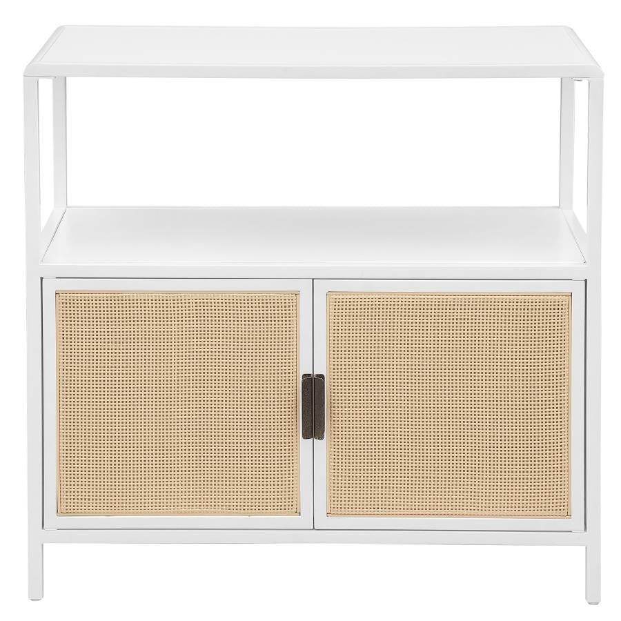 Amherst 2-door Radio Weave Cane Metal Accent Cabinet White - 961642